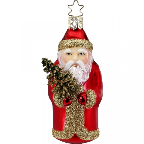 NEW - Inge Glas Glass Ornament - Santa with Tree